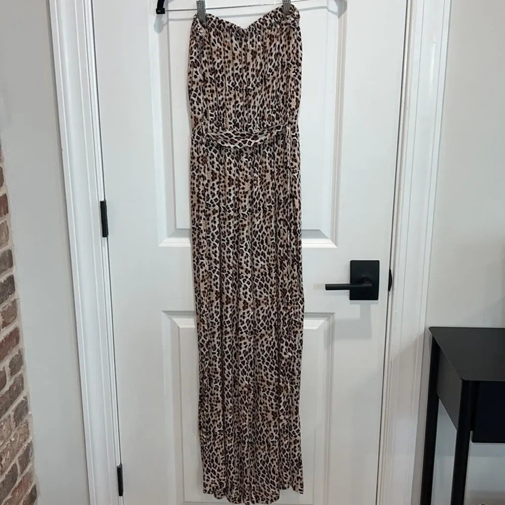 Jumpsuit Leopard Print Size Small Strapless Tie W… - image 5